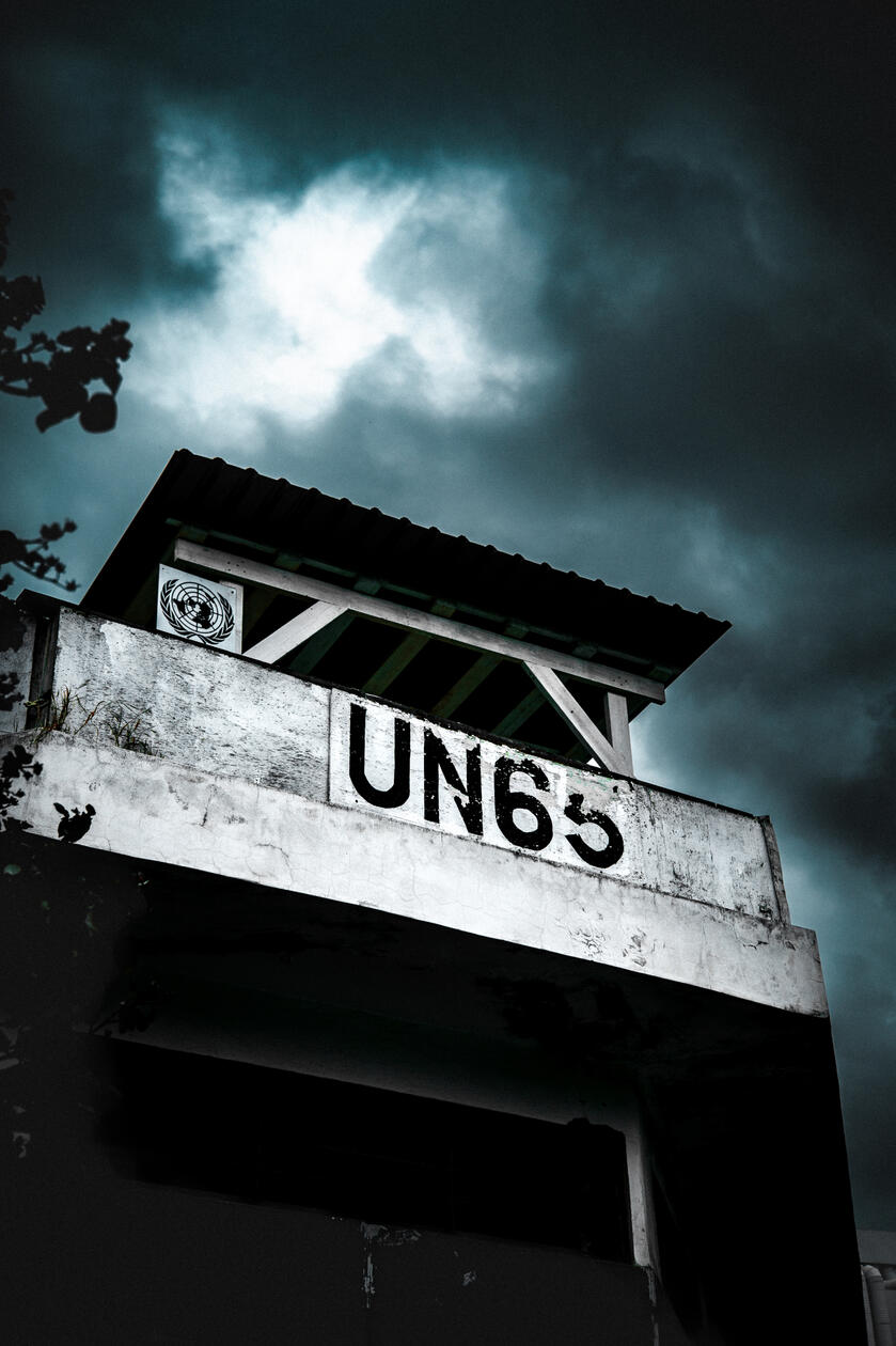 The abandoned United Nations building at Paphos Gate, Nicosia Cyprus.